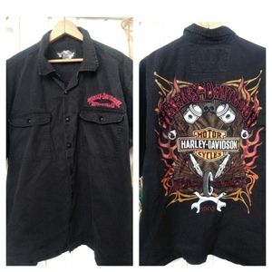 Vintage Harley Davidson black button up